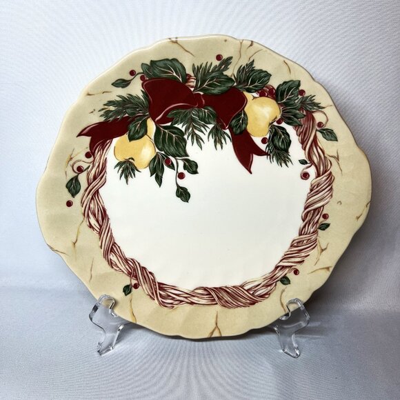 Wedgwood Home Wreath Handled Vintage Cake Plate Ribbon Fruit Amway England 1998 - Picture 1 of 11
